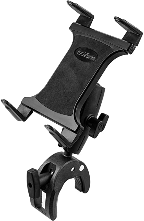 TACKFORM Universal Tablet Holder Compatible with Stationary Bicycle, Treadmill, Elliptical, Spin Bike, Microphone Stand, and Indoor Exercise Equipment - Supports All Tablets Including iPad - Optional