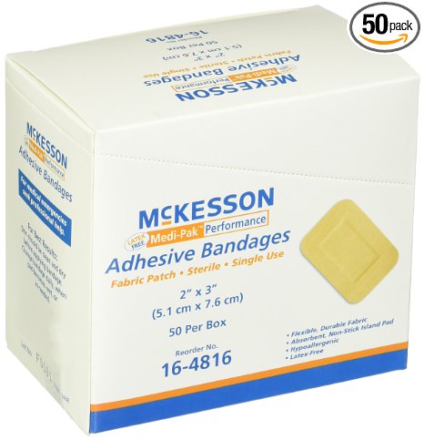 McKesson 16-4816 Medi-Pak Adhesive Strip, Performance Fabric, 2" x 3" (Pack of 50)
