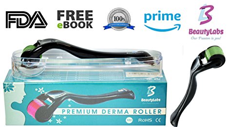 Premium Derma Roller Kit | 540 Medical Grade Titanium Micro Needles | Anti-Aging Home Use Skin Care Tool/0.5mm | Repair Acne, Hyper pigmentation, Fine Lines, Wrinkles, Dark Spots |Free E-Book| (Green)