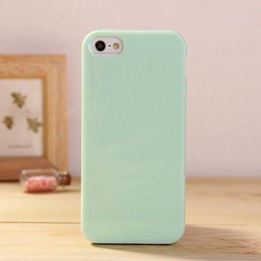 iPhone 5 and 5S Jelly Case ANLEY Candy Fusion Series - 15mm Slim Fit Shock Absorption Classic Jelly Silicone Case Soft Cover for iPhone 5 and 5S Mint Green  Free Ultra Clear Screen Protector Film
