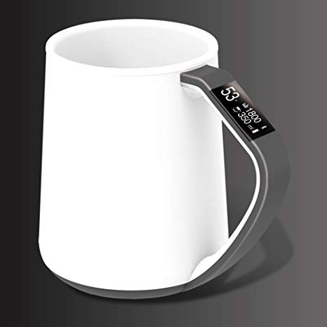 12 Oz Smart MUG shows and tracks Temperature and Volume on its OLED display and iCUP app (Grey)