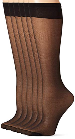Secret Silky Women's Reinforced Toe Knee Highs with Comfort Band, 6 Pair