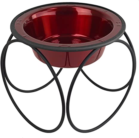 Platinum Pets Single Olympic Diner Feeder with Stainless Steel Dog Bowl, Large