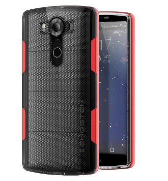 LG V10 Case Ghostek Cloak Series for LG V10 Slim Hybrid Impact Armor Cover Carrying Case  HD Screen Protector  Lifetime Warranty Exchange  Aluminum Bumper  Ultra Fit  Clear TPU Red