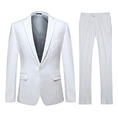 YFFUSHI Mens One Button Formal 2 Piece Suits Slim Fit Multi-Color Wedding Tuxedo