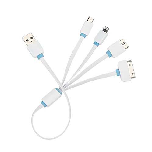 USB Cable,J2CC 4 in 1 Charging Cable High Quality Multi Cable with 8 Pin Lighting / 30 Pin / Micro USB / USB 3.0 Ports for All iPhone, iPad, Android,and More (19")
