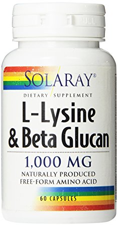 Solaray L-Lysine with Beta Glucan Supplement, 1000 mg, 60 Count