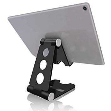 Jiawin Adjustable Multi-Angle Cellphone Tablet Stand,Foldable Pad Holder Compatible with iPad Air Pro iPad Mini iPhone X XR XS Max 8 7 6 Plus Samsung Galaxy Tab,4 to 13 inch Device (Black)