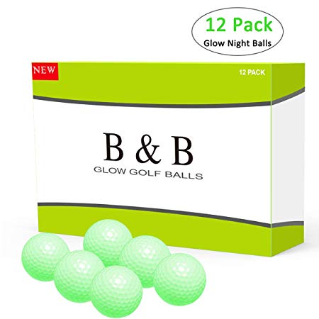 B&B Golf Balls, Night Glow Golf Balls Best Hitting Compression Core and Urethane Skin,Reusable Absorption of Light Nature (One Dozen), Pack of 12 Balls, White