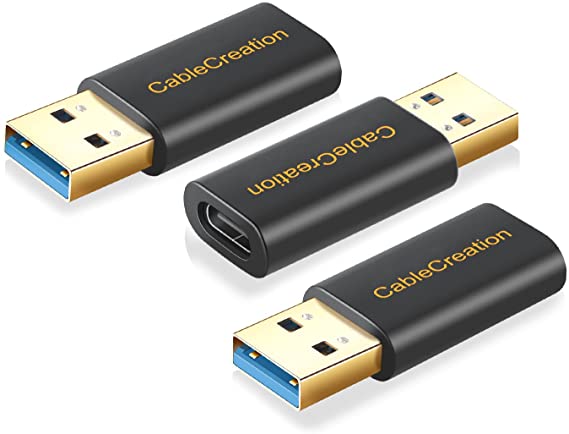 CableCreation USB C to USB A Adapter [3-Pack], USB 3.0 Male to C Female Coverter, Compatible with USB C Cable, Hubs, Oculus Quest/Link