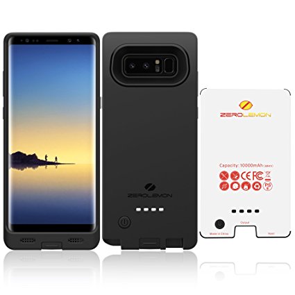 Samsung Galaxy Note 8 Battery Case, ZeroLemon Ultra Power Galaxy Note 8 10000mAh Extended Battery Case with Soft TPU Full Edge Protection for Samsung Galaxy Note 8 - Black