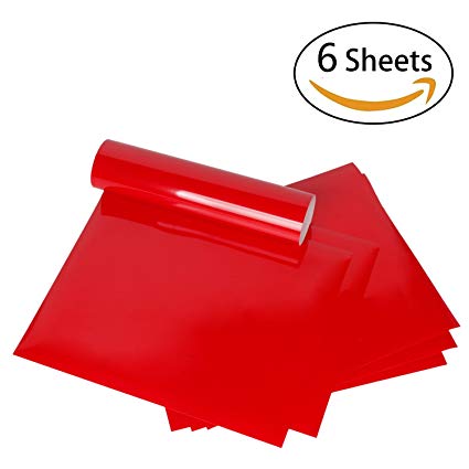 MAYPLUSS Heat Transfer Vinyl Sheets - Easy to Weed Iron on HTV for T-Shirts, Craft Garment Heat Press - 10 x 12 inches, 6 Sheets - Red