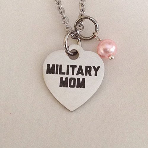 Military mom necklace - petite stainless steel - deployed - Army - Navy - Air Force - Marines