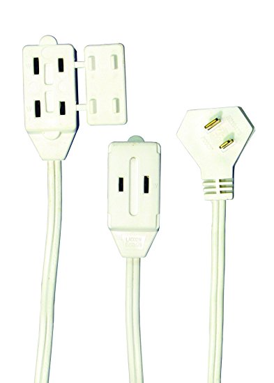 Axis 45503 6-Feet 3-outlet White Wall Hugger Indoor Extension Cord