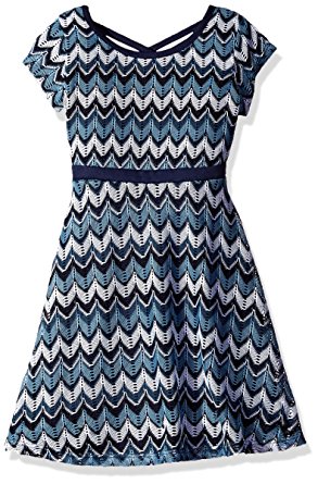 Youngland Little Girls' Chevron Crochet Knit Fashion Dress