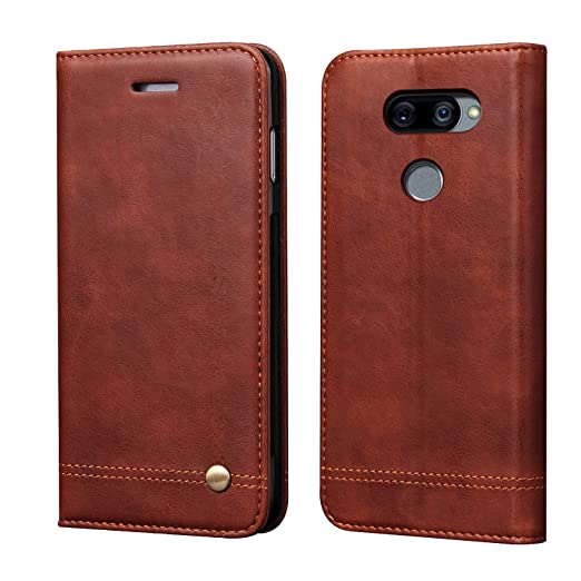LG G8 ThinQ Wallet Case,Case Cover for LG G8(2019),RUIHUI Classic Leather Wallet Folding Flip Protective Shell with Card Slots,Kickstand,Magnetic Closure for LG G8 Thinq (Brown)