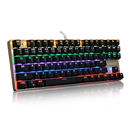 Hcman Teamwolf Mechanical Gaming Keyboard Aluminum Alloy Body LED Backlit, 87 Keys,Red Switch