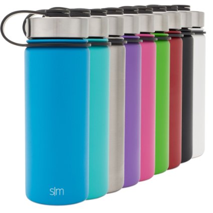 Simple Modern Vacuum Insulated Stainless Steel 18oz Water Bottle - Summit Wide Mouth Thermos - Double Walled Flask - Powder Coated Hydro Canteen