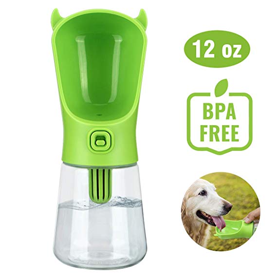 LC-dolida Dog Water Bottle for Walking, Pet Travel Water Dispenser Feeder Container with Filter