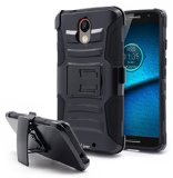 Droid Turbo 2 Case NageBee - High Impact Resistant Black Dual Layer Armor Holster With Locking Belt Clip Defender Full Body Protective Hybrid Armor Case for Motorola Droid Turbo 2Verizon Black