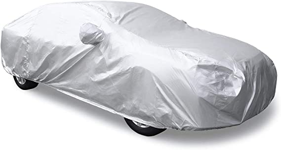 uxcell 3XL Silver Tone 190T Car Cover Outdoor Weather Waterproof Scratch Rain Snow Heat Resistant W Mirror Pocket 490 x 180 x 160cm