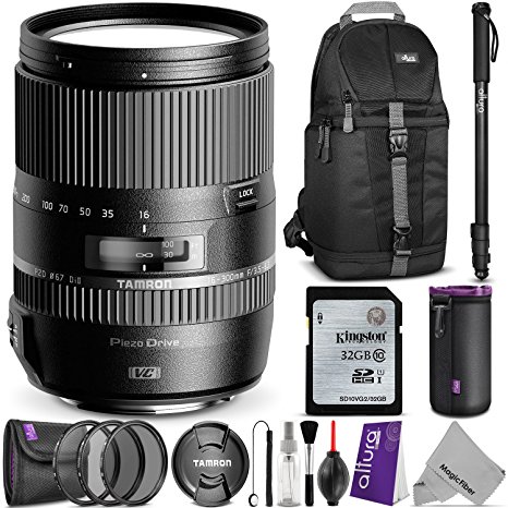 Tamron AFB016C700 16-300mm f/3.5-6.3 Di II VC PZD Macro Lens for CANON DSLR Cameras w/ Essential Photo and Travel Bundle