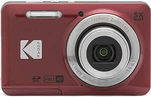 KODAK PIXPRO Friendly Zoom FZ55-RD 16MP Digital Camera with 5X Optical Zoom 28mm Wide Angle and 2.7" LCD Screen (Red)