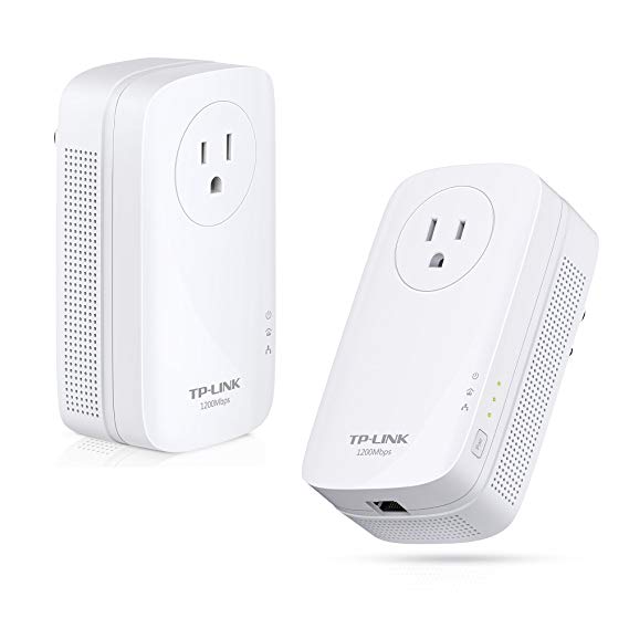 TP-LINK TL-PA8010P KIT AV1200 Gigabit with Power Outlet Pass-through Powerline Adapter, Up to 1200Mbps(Certified Refurbished).