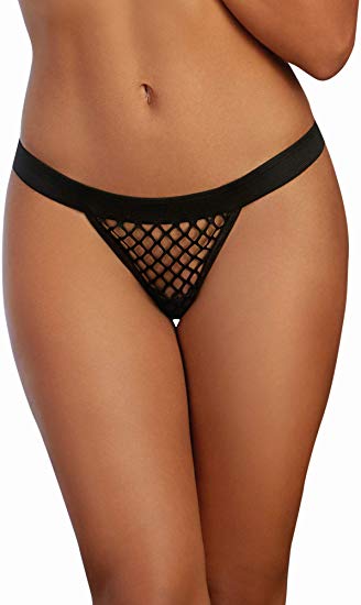 Dreamgirl Women's Fishnet G-String with Wide Elastic Waistband