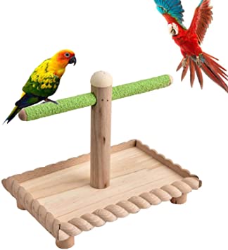 kathson Bird Tabletop Perch, Parrot Cage Stands Training Play Gym Playground Table Top for Parakeets Lovebirds Budgies