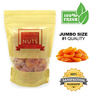 European Nuts- Premium Quality #1 Jumbo Size Dried Turkish Apricots in Resalable Bag, 3 LB