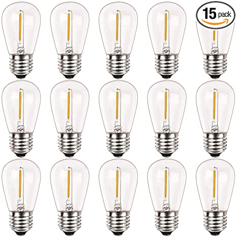 Newhouse Lighting S14LED15P Shatterproof S14 String Light Bulbs, 15-Pack