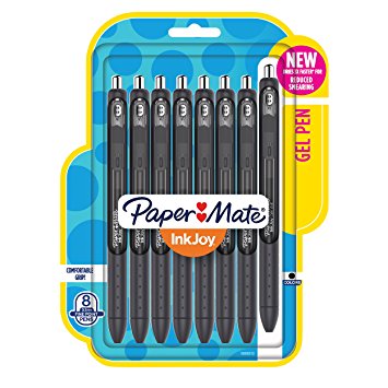 Paper Mate InkJoy Gel Pens, Fine Point, Black, 8 Count