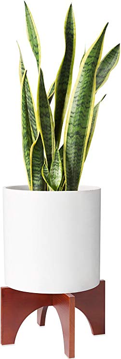 Mkono Plant Stand Wood Mid Century Flower Pot Holder Home Decor 12 Inch (Planter Not Included)