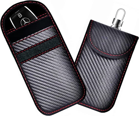 Faraday Bag for Key Fob - 2 Pcs Faraday Cage Protector - Car Key Signal Blocker Pouch - Keyless Fob Protector Car RFID Blocking Anti Theft Remote Entry Smart Fobs Protection-Medium Size (3.6"x5.4")