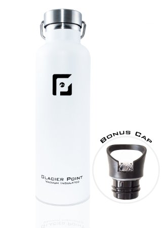 Best Vacuum Insulated Stainless Steel Water Bottle (25oz / 750ml). Double Walled Construction. Zero Condensation! By Glacier Point