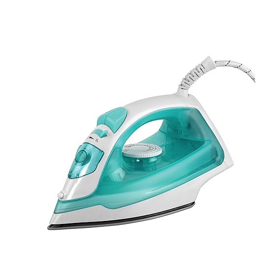 Cello Steamy Neo Steam Iron, Blue (240 V AC, 50 Hz, 1300 W) | Large Water Tank inlet | Easy Grip Fabric Selector Knob | Scratch resistant Non Stick Sole Plate