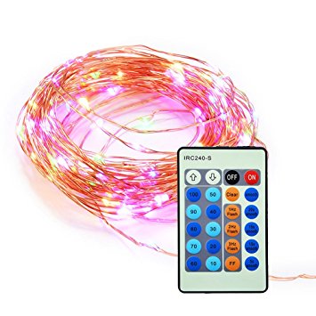 Litake 100 LED 33ft String Lights Copper Wire Waterproof String Lights Dimmable LED String Lights for Christmas Wedding Parties-Multicolor with Remote Control and Plug