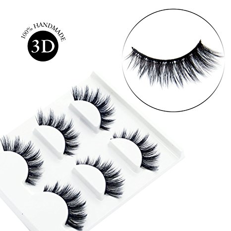 3D Mink Fur Fake Eyelashes- Makeup Natural Fake Thick Black Eye Lashes Icycheer Soft Fake Lash Hand-made AsaVea (1OZ)