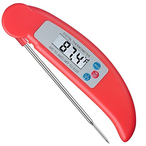 Food Thermometer,Rixow Digital Instant Read Candy / Meat LCD Thermometer With Probe For Food Cooking, BBQ, Poultry, Grill,Meat Steak(Foldable,Auto On/Off)