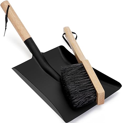 INNO STAGE Ash Shovel and Brush Set - Fireplace Tools Set Hearth Indoor Outdoor Modern Firepit Coal Shovel and Brush Kit Cleaning Tool Rust Resistant