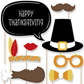 Give Thanks - Thanksgiving Party Photo Booth Props Kit - 20 Count