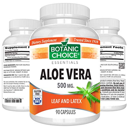 Botanic Choice Aloe Vera Capsules - Adult Daily Supplement - Delivers Crucial Enzymes to Promote Well-Being and Maintain Overall Digestive Wellness 90 Pcs