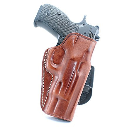 Masc Leather Paddle Holster Fits CZ 75/75B/85/P01/P06/P07/SP01, Right Hand, Brown