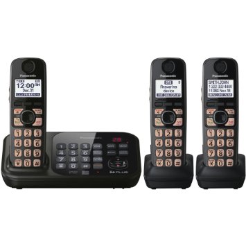 Panasonic KX-TG4743B DECT 6.0 Cordless Phone with Answering System, Black, 3 Handsets (Discontinued By Manufacturer)