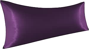 NTBAY Satin Body Pillowcase for Hair and Skin, Luxurious and Silky Pillow case with Envelope Closure, 20x54 Inches, Eggplant Purple