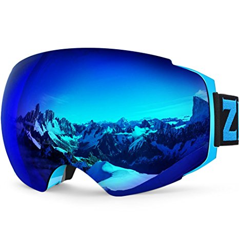 ZIONOR Lagopus X4 Ski Snowboard Goggles Anti-fog Magnet Lens-swapping Tech 100% UV400 Protection Smooth Air-flow Panoramic View Adjustable Strap for Skiing Snowboarding Unisex