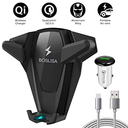Wireless Car Charger, X-Man Wireless Fast Charger Car Mount, Air Vent Phone Holder, Compatible iPhone Xs MAX/XR/XS/X/8/8 Plus Samsung Galaxy S9/8/7/Note 8/9 and All Qi-Enabled Phones