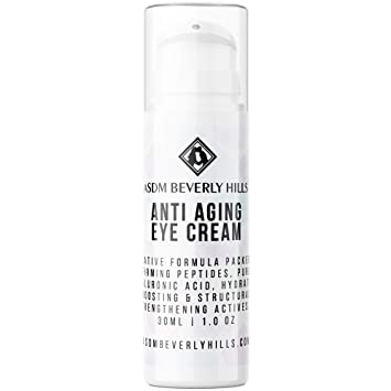 ASDM Beverly Hills Anti-Aging Eye Cream, 1oz 30ml with Peptides and Hyaluronic Acid, Reduces Fine Lines, Wrinkles, Crow’s Feet. Protects, Hydrates, & Strengthens Eye Area. For All Skin Types.