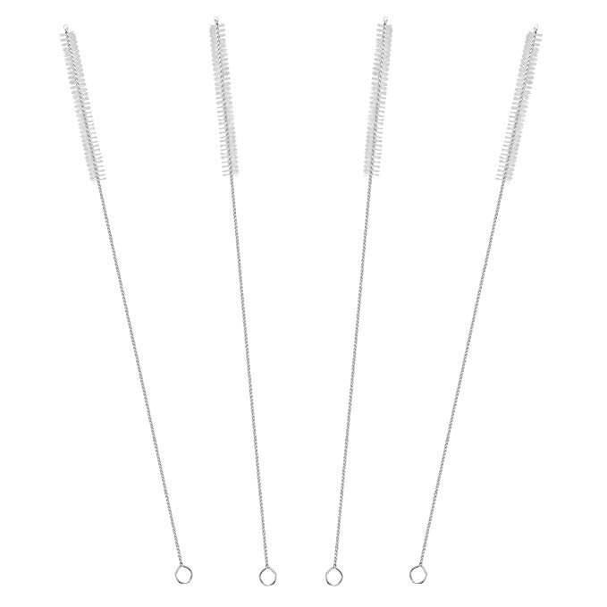 GFDesign Drinking Straw Cleaning Brushes Set 15" Extra Long 10mm Extra Wide Pipe Tube Cleaner Nylon Bristles Stainless Steel Handle - 15" x 3/8" (10mm) - Set of 4